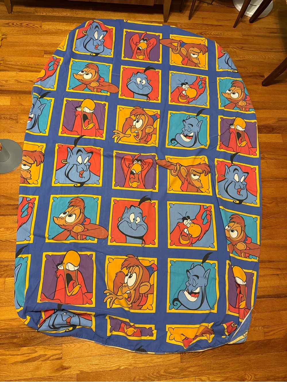 Vintage 90s Aladdin Disney Fitted Sheets, Collectible Fabric Bedding Size Twin